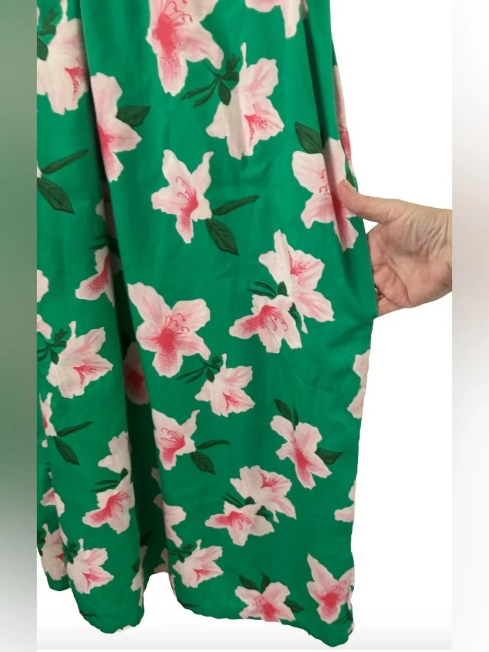 BedHead Green Maxi Skirt with Pink Floral Print